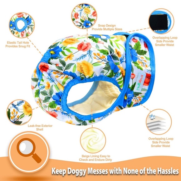 Langsprit Washable Female Dog Diapers (3 Pack) - Reusable Diaper XLarge - Picture 4 of 10